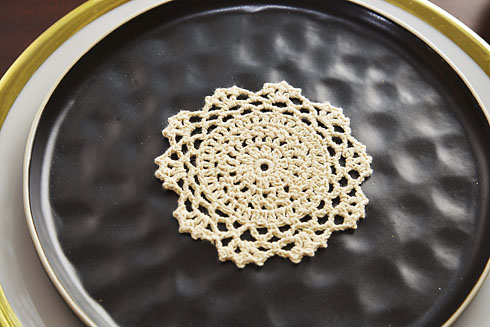Round Crochet Doilies. 4" round wheat color. 12 pieces pack